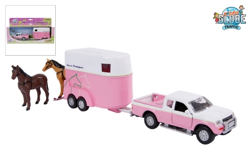 Kids Globe Mitsubishi met Paardentrailer Roze